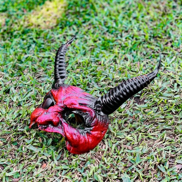 Red Black Devil Long Horn Eye Mask Halloween Masquerade Party Couple Masks Set - Picture 3 of 3